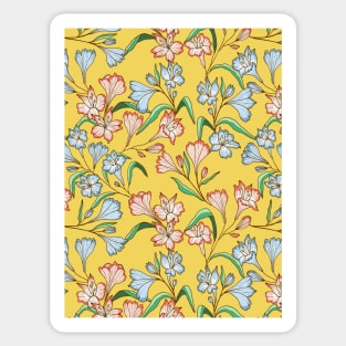 Happy lily flowers botanical pattern in yellow Sticker